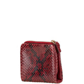 セリーヌ L字ファスナー 二つ折り財布 レッド ブラック パイソン レザー レディース CELINE 【中古】